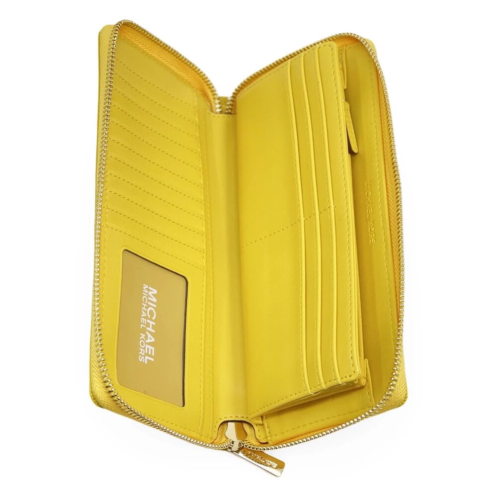Michael Kors Daisy Yellow Marguerite Jaune Jet Set Travel Quilted Wristlet NWT - Picture 5 of 5
